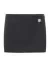 Givenchy Mini Skirt In Wool With 4g Liquid Detail In Negro