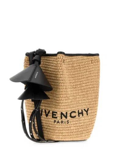 Givenchy Mini Span Logo-print Bucket Bag In Brown