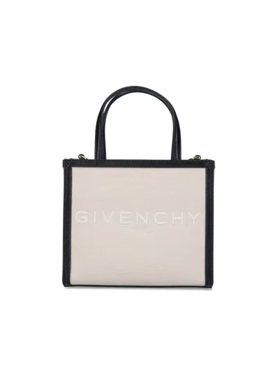 Givenchy Mini Framed Tote Handbag With Chain Strap In Beige