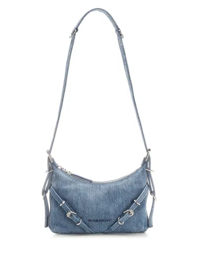 Givenchy Voyou Mini Denim Shoulder Bag In Blue