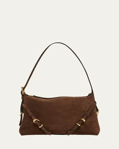 Givenchy Mini Voyou Suede Shoulder Bag In Black
