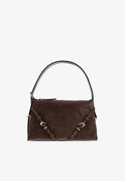 Givenchy Mini Voyou Suede Shoulder Bag In Brown