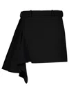 Givenchy Wool Draped Asymmetric Mini Skirt In Nero