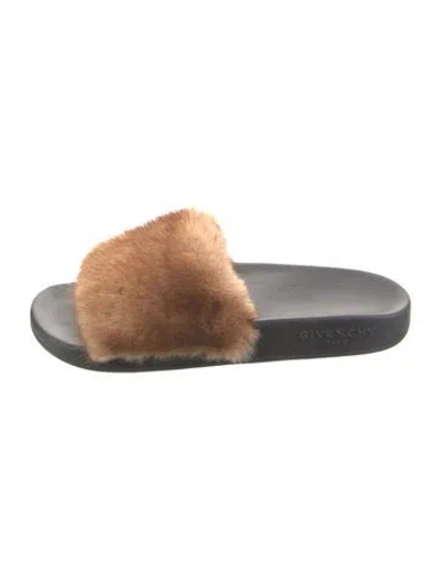 Pre-owned Givenchy Mink Colorblock Pattern Slides In Multi