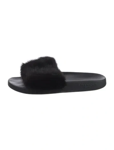 Pre-owned Givenchy Mink Fur Trim Slides In Black