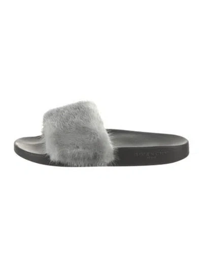 Pre-owned Givenchy Mink Slides In Metallic/silver