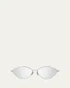Givenchy Mirrored 4g Metal Oval Sunglasses In Shiny Palladium Smoke Mirror