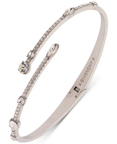 Givenchy Mixed Crystal Bypass Bangle Bracelet In Silver