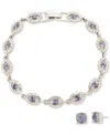 Givenchy Mixed Crystal Flex Bracelet & Stud Earrings Set In Darkpurple