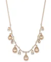 Givenchy Mixed Crystal Halo Shaky Statement Necklace, 16" + 3" Extender In Dark Pink