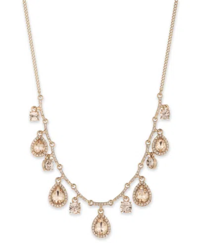 Givenchy Mixed Crystal Halo Shaky Statement Necklace, 16" + 3" Extender In Gold