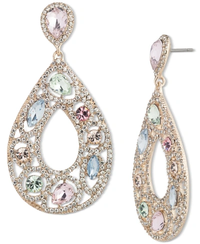 Givenchy Mixed Crystal Open Pear-shape Drop Earrings In Gold