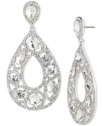 Givenchy Mixed Crystal Open Pear-shape Drop Earrings In White