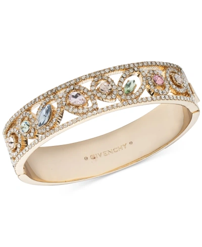 Givenchy Mixed Crystal Openwork Bangle Bracelet In Gold