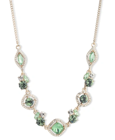 Givenchy Mixed Crystal Statement Necklace, 16" + 3" Extender In Lt,pas Grn