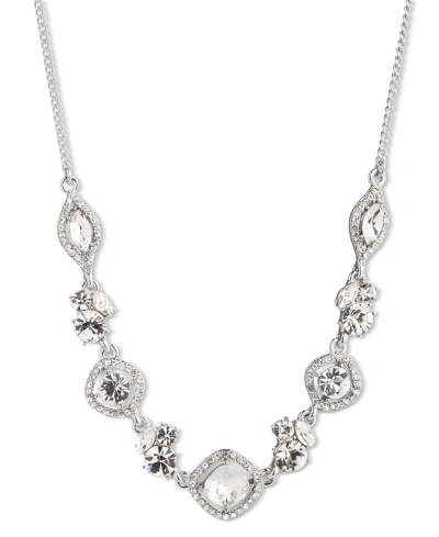 Givenchy Mixed Crystal Statement Necklace, 16" + 3" Extender In White