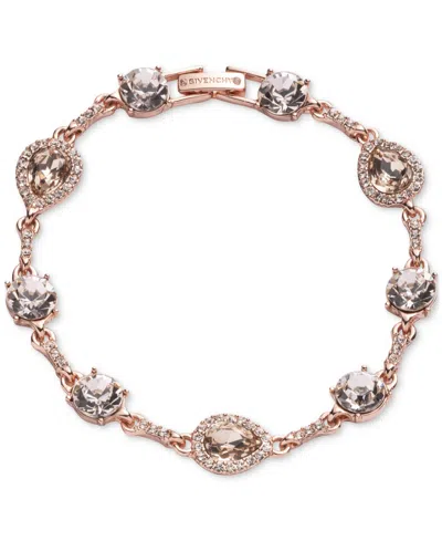 Givenchy Mixed Cut Crystal Bar Link Flex Bracelet In Cameo Pink