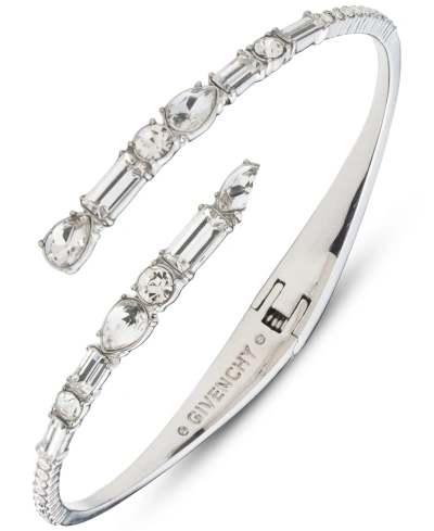 Givenchy Mixed-cut Crystal Bypass Bangle Bracelet In Silver