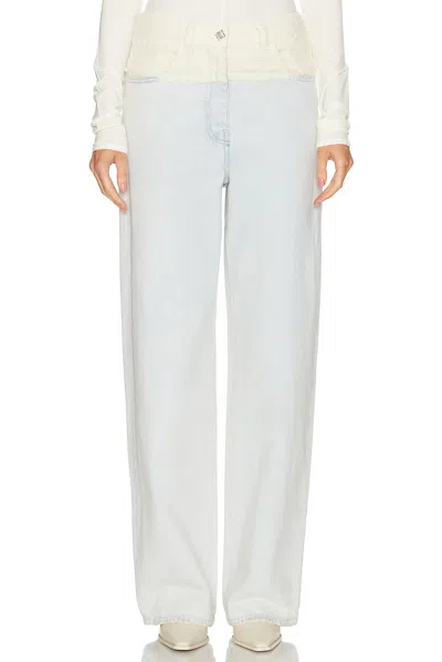 Givenchy Mixed Denim Wide Leg In White & Light Blue