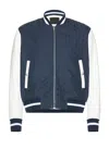 Givenchy Mixed Material Varsity Jacket In Navy & White