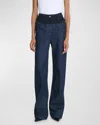 Givenchy Womens Boucle-panel Wide-leg Denim Jeans Indigo Blue In Indigo Blue