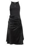Givenchy Mixed Media Midi Dress In Black