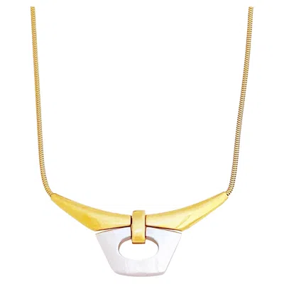 Pre-owned Givenchy Mixed Metal Modernist Snake Chain Choker Necklace By , 1970s In Multi