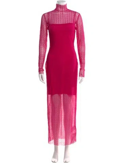 Pre-owned Givenchy Mock Neck Long Dress In Pink