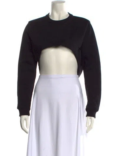 Pre-owned Givenchy Mock Neck Long Sleeve Crop Top In Black