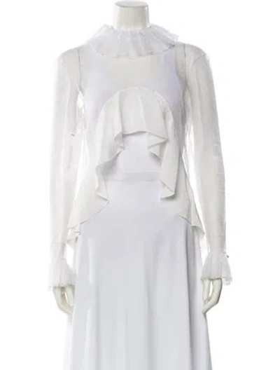 Pre-owned Givenchy Mock Neck Long Sleeve Crop Top In White
