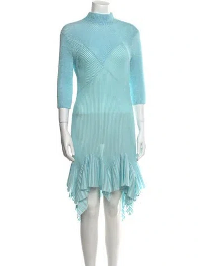 Pre-owned Givenchy Mock Neck Midi Length Dress In Blue