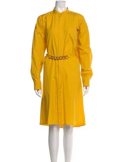 Pre-owned Givenchy Mock Neck Midi Length Dress In Yellow