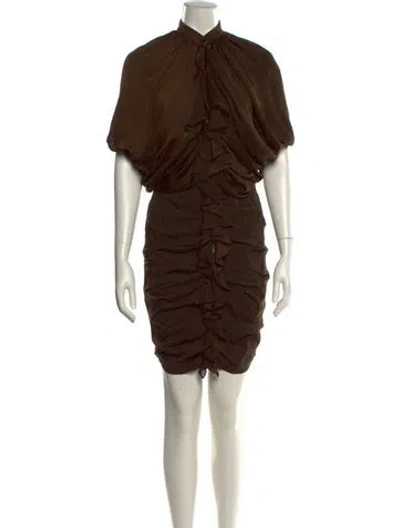 Pre-owned Givenchy Mock Neck Mini Dress In Brown