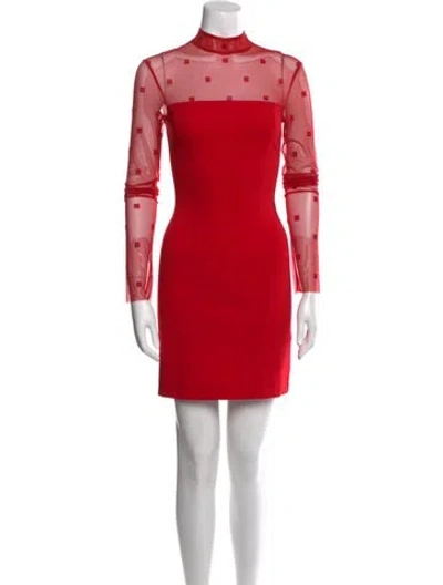 Pre-owned Givenchy Mock Neck Mini Dress In Red