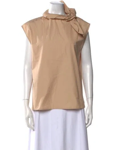 Pre-owned Givenchy Mock Neck Short Sleeve Blouse W/ Tags In Neutral
