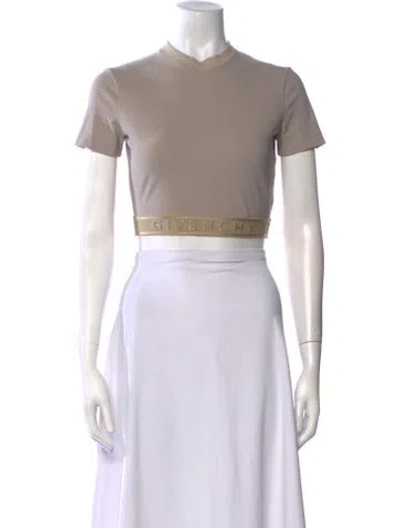 Pre-owned Givenchy Mock Neck Short Sleeve Crop Top In White