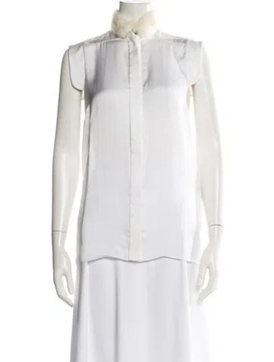 Pre-owned Givenchy Mock Neck Sleeveless Blouse In White