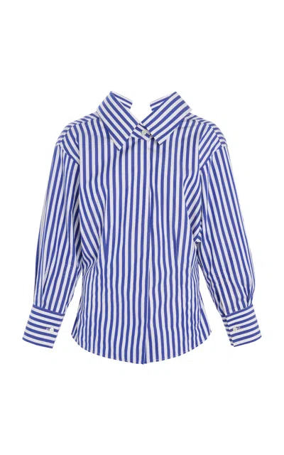 Givenchy Slashed Striped Shirt In Poplin In Blue