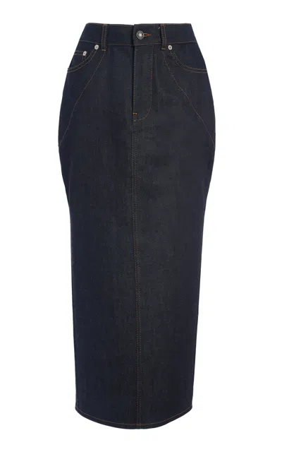 Givenchy Midnight Blue Stretch Denim Skirt In Black