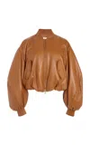 Givenchy Cropped Cocoon Bomber In Nappa Leather In Brown