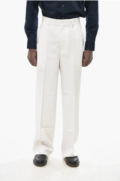 Givenchy Mohair-blend Straight-fit Trousers With Concealed Closure In White
