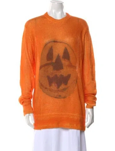 Pre-owned Givenchy Mohair Graphic Print Sweater In Orange