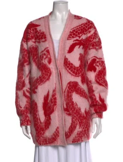 Pre-owned Givenchy Mohair Graphic Print Sweater In Red