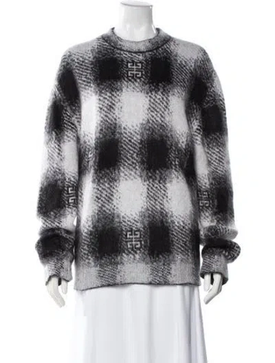 Pre-owned Givenchy Mohair Plaid Print Sweater In White