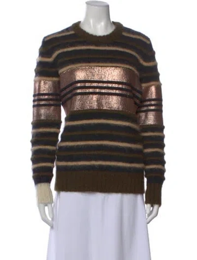 Pre-owned Givenchy Mohair Striped Sweater In Green