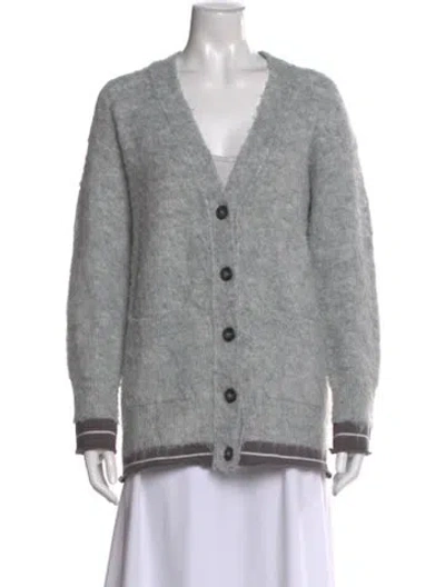 Pre-owned Givenchy Mohair V-neck Sweater In Gray