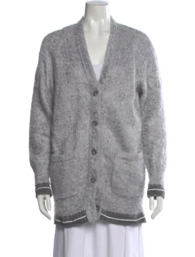 Pre-owned Givenchy Mohair V-neck Sweater In Gray