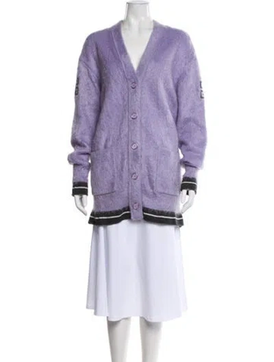 Pre-owned Givenchy Mohair V-neck Sweater In Purple