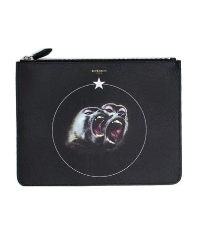 Givenchy Monkey Brothers Large Zipper Handbag In Black