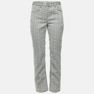 Pre-owned Givenchy Monochrome 4g Motif Jacquard Regular Fit Trousers S/waist 31" In White